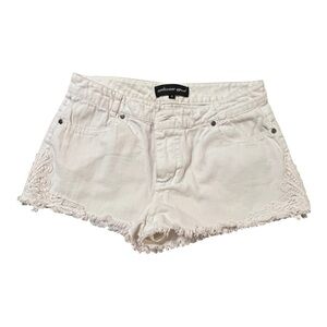 Ambiance White Frayed Denim Shorts